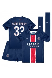 Paris Saint-Germain Warren Zaire-Emery #33 Babytruitje Thuis tenue Kind 2024-25 Korte Mouw (+ Korte broeken)